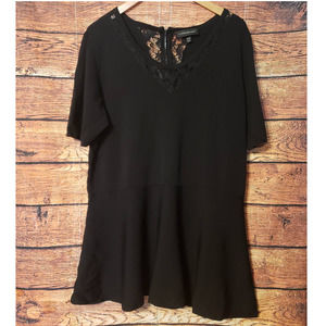 Lane Bryant Lace Trim Black Peplum Top